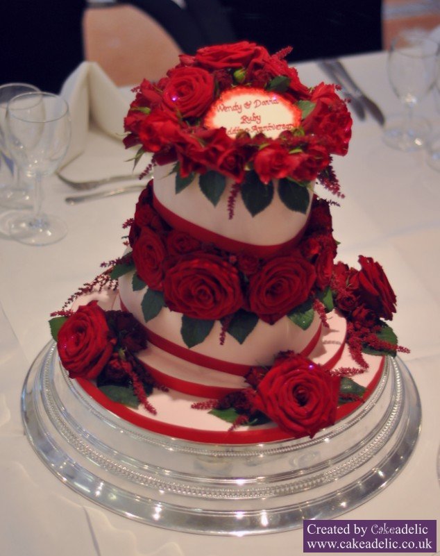 Heart Shaped Wedding Cake with Roses