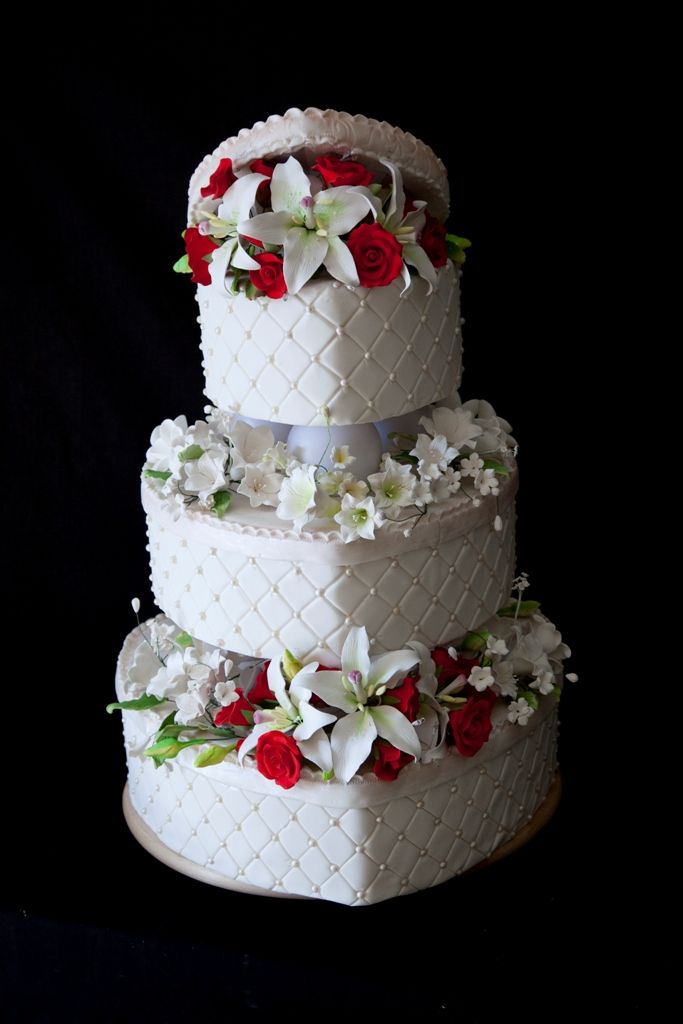 Heart Shaped Wedding Cake with Roses