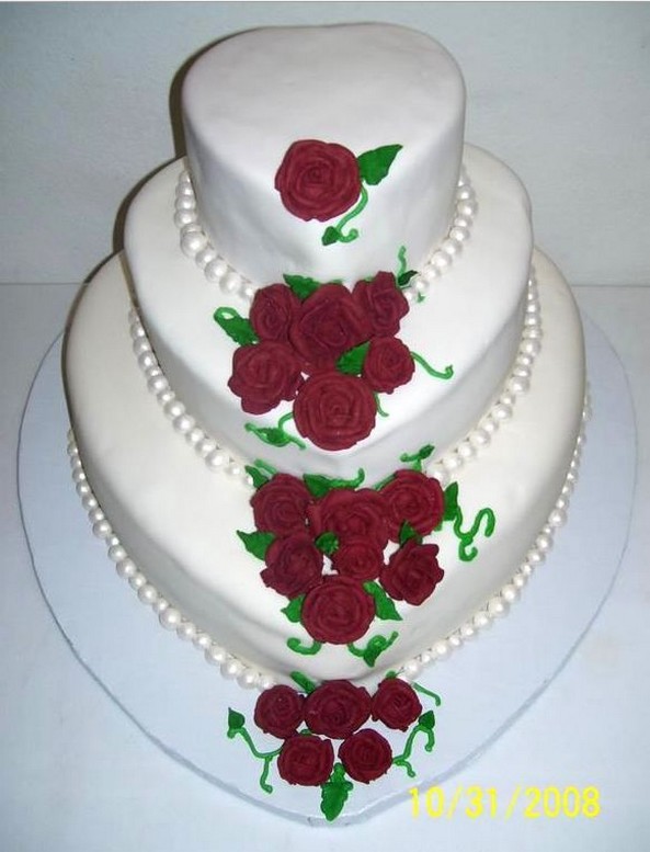 Heart Shaped Wedding Cake with Roses