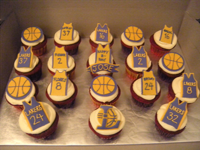 Lakers Basketball Cupcakes