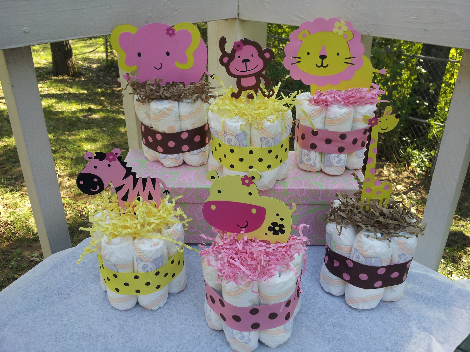 Mini Diaper Cake for Girl Baby Shower Centerpieces