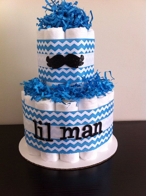 Mustache Baby Shower Diaper Cake