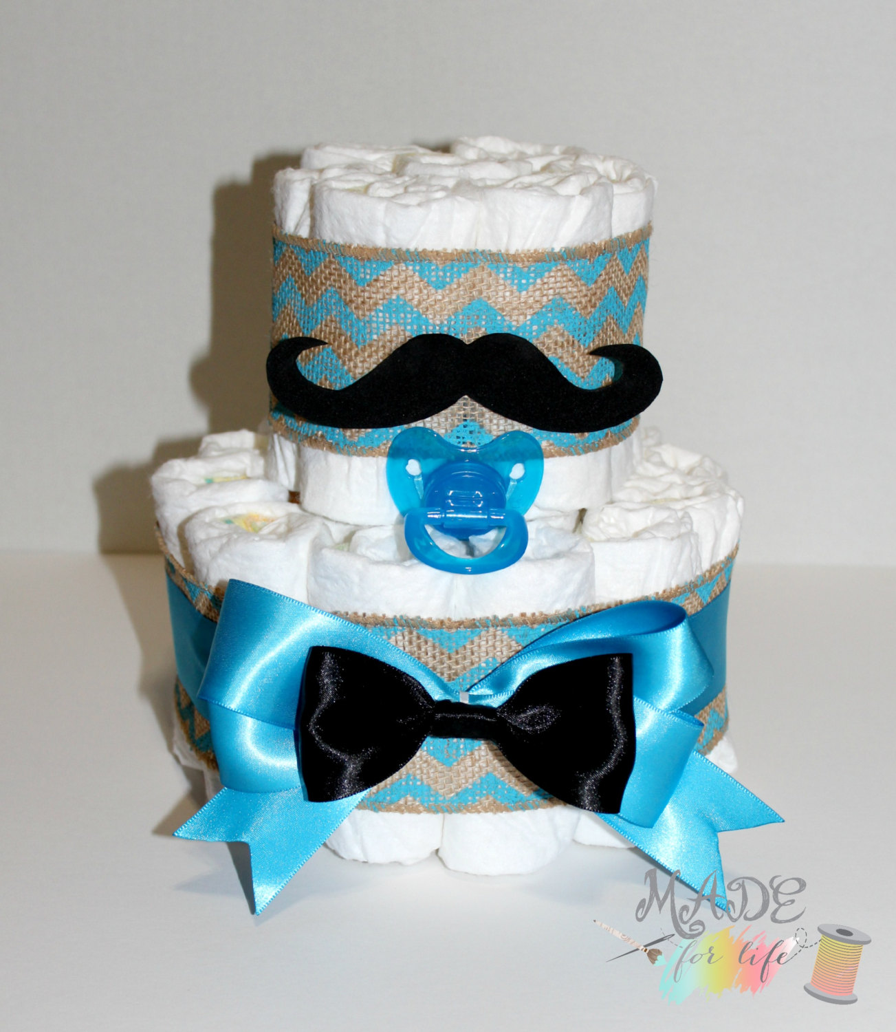 Mustache Baby Shower Diaper Cake