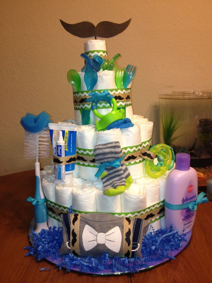 Mustache Diaper Cake