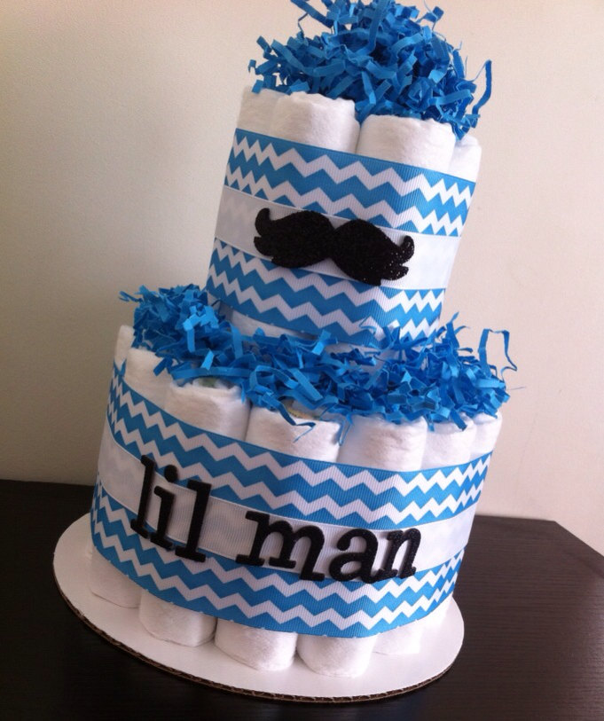 Mustache Diaper Cake