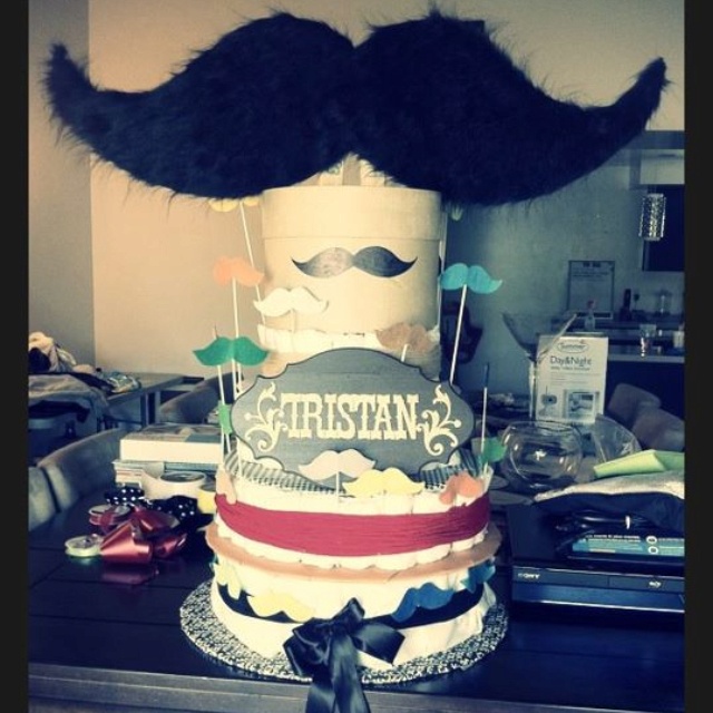 Mustache Diaper Cake