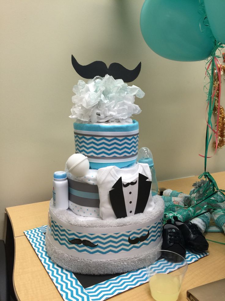 Mustache Diaper Cake