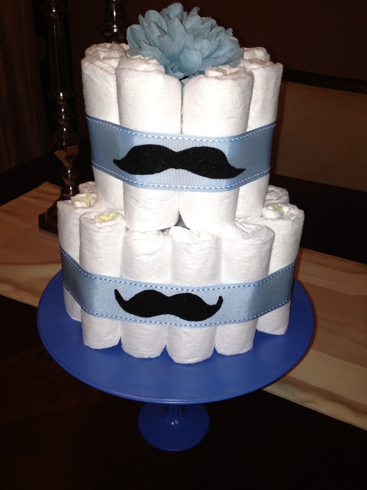 Mustache Diaper Cake