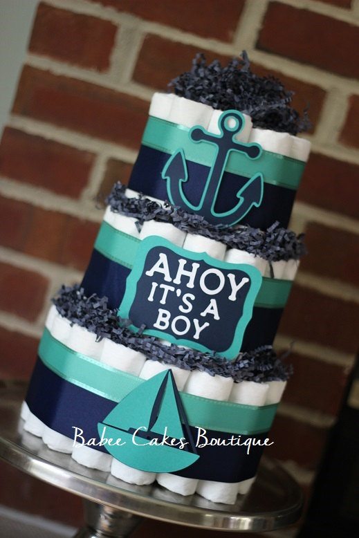 Nautical Baby Shower Diaper Cake