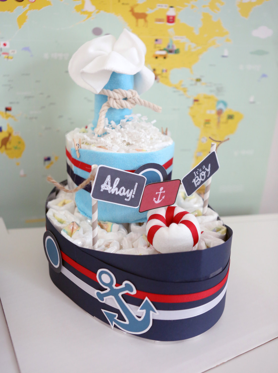 Nautical Diaper Cake for Baby Shower