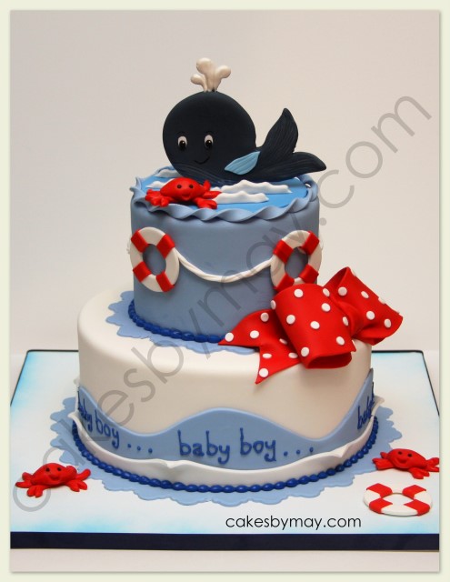 Nautical Whale Baby Shower Cake