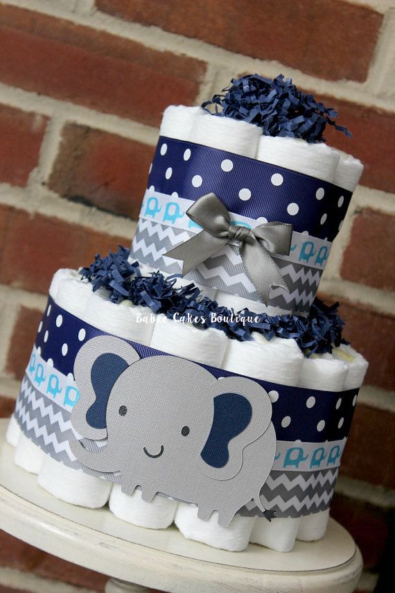 Navy Blue and Gray Baby Shower Cakes