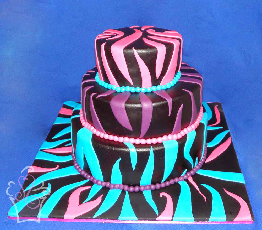 Neon Pink Zebra Print Cakes