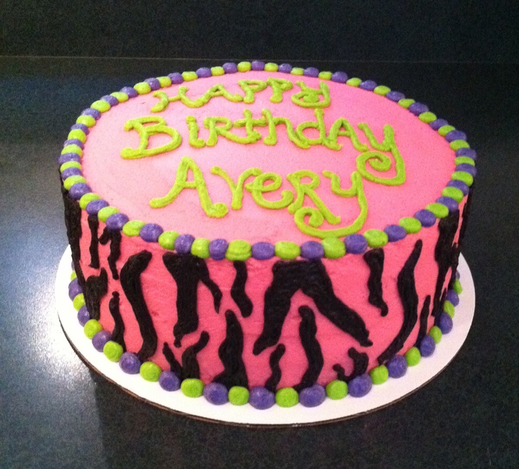 Neon Zebra Print Birthday Cake