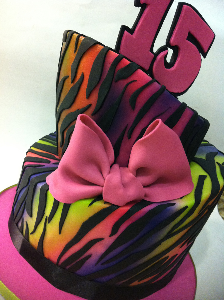 Neon Zebra Print Birthday Cake