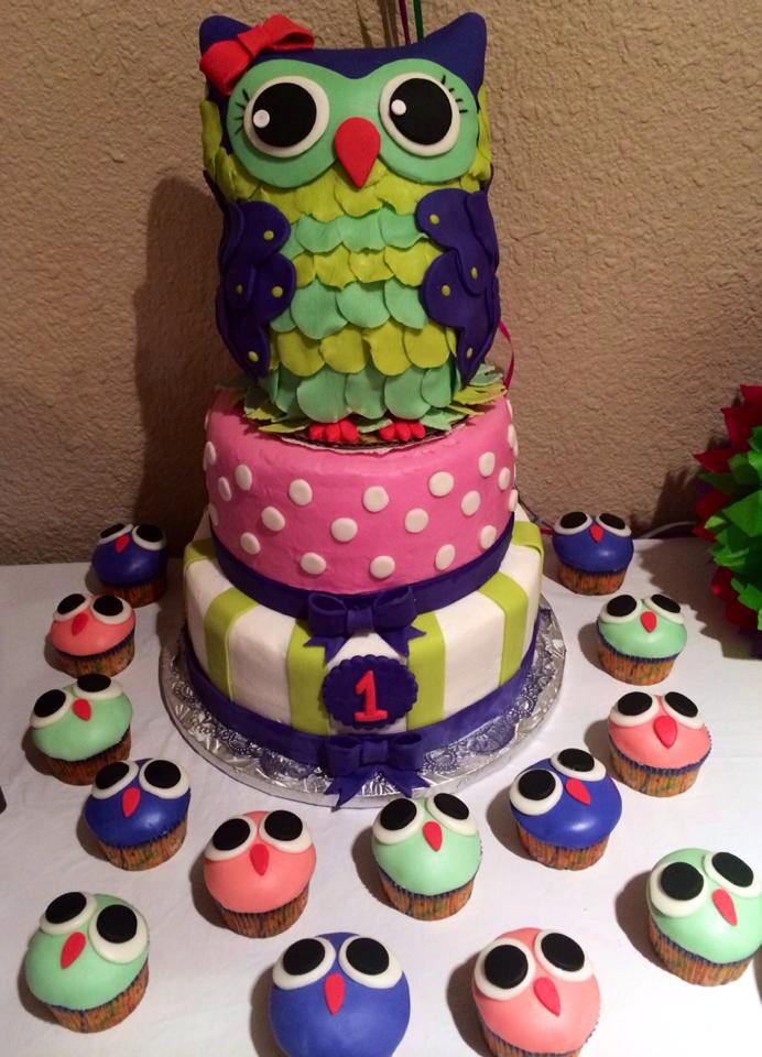 Owl Themed Birthday Cake