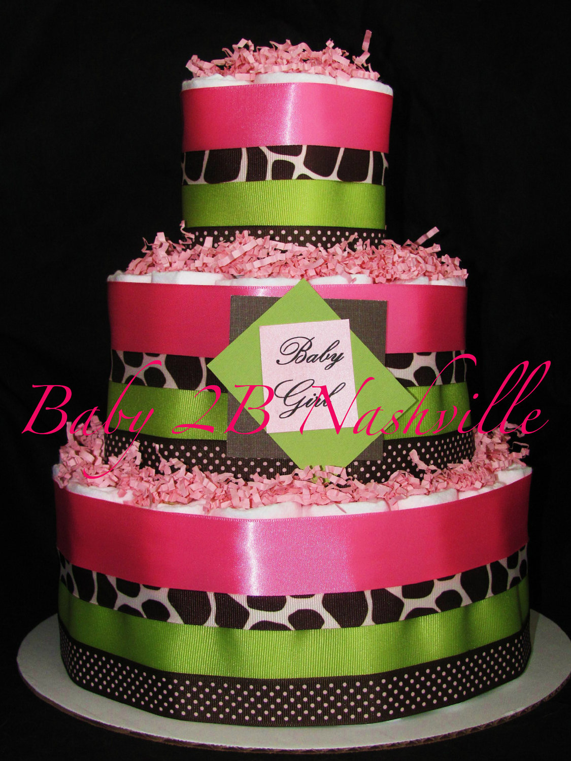 Pink and Green Diaper Cake