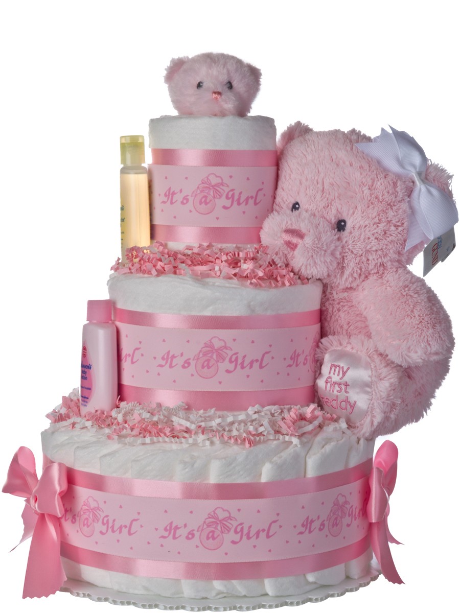 Pink Baby Girl Diaper Cakes