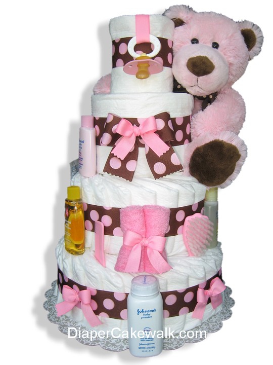 Pink Baby Girl Diaper Cakes