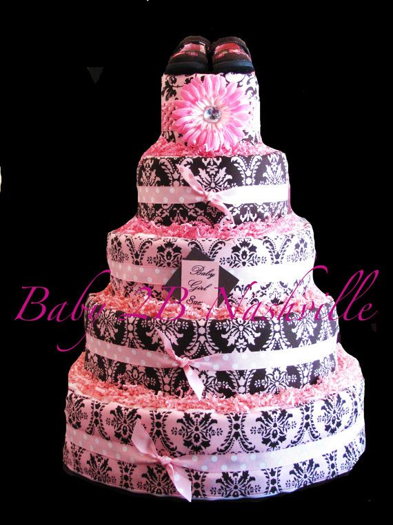 Pink Girl Baby Shower Diaper Cake