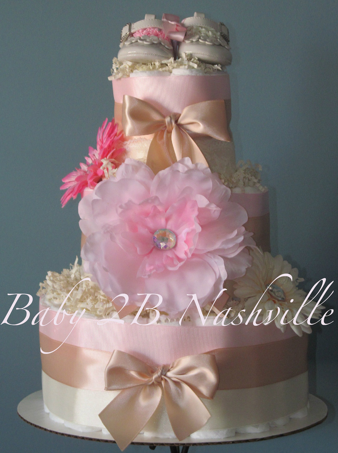 Pink Girl Baby Shower Diaper Cake