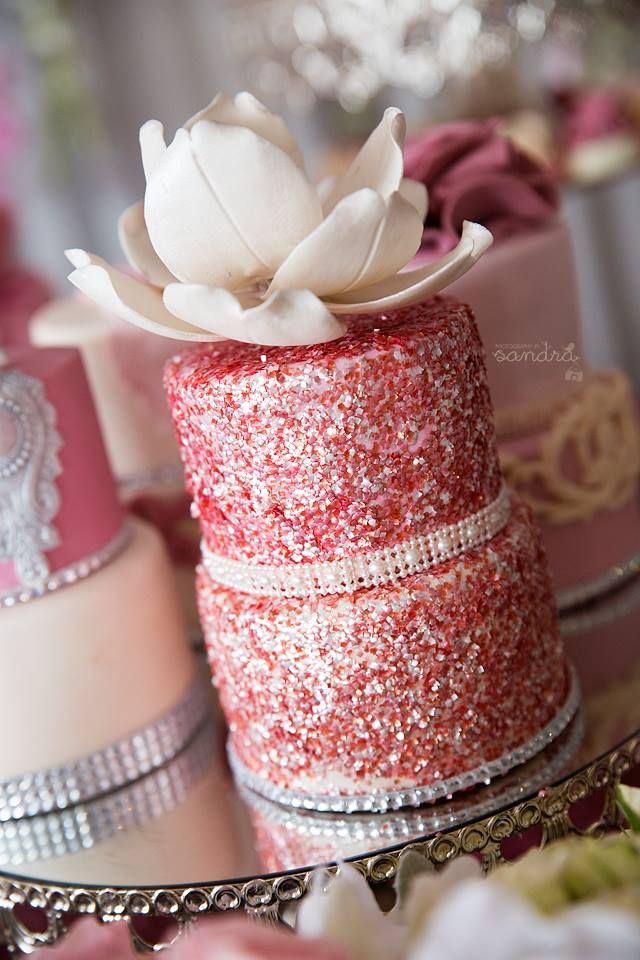 Pink Glitter Wedding Cake