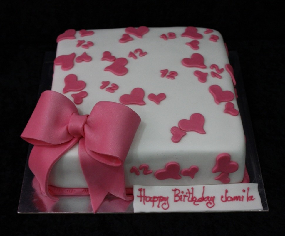 Pink Square Birthday Cake