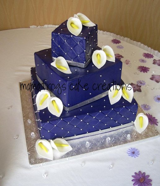 Purple and Silver Square Wedding Cake