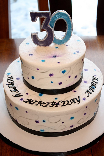 Purple and Teal Birthday Cake