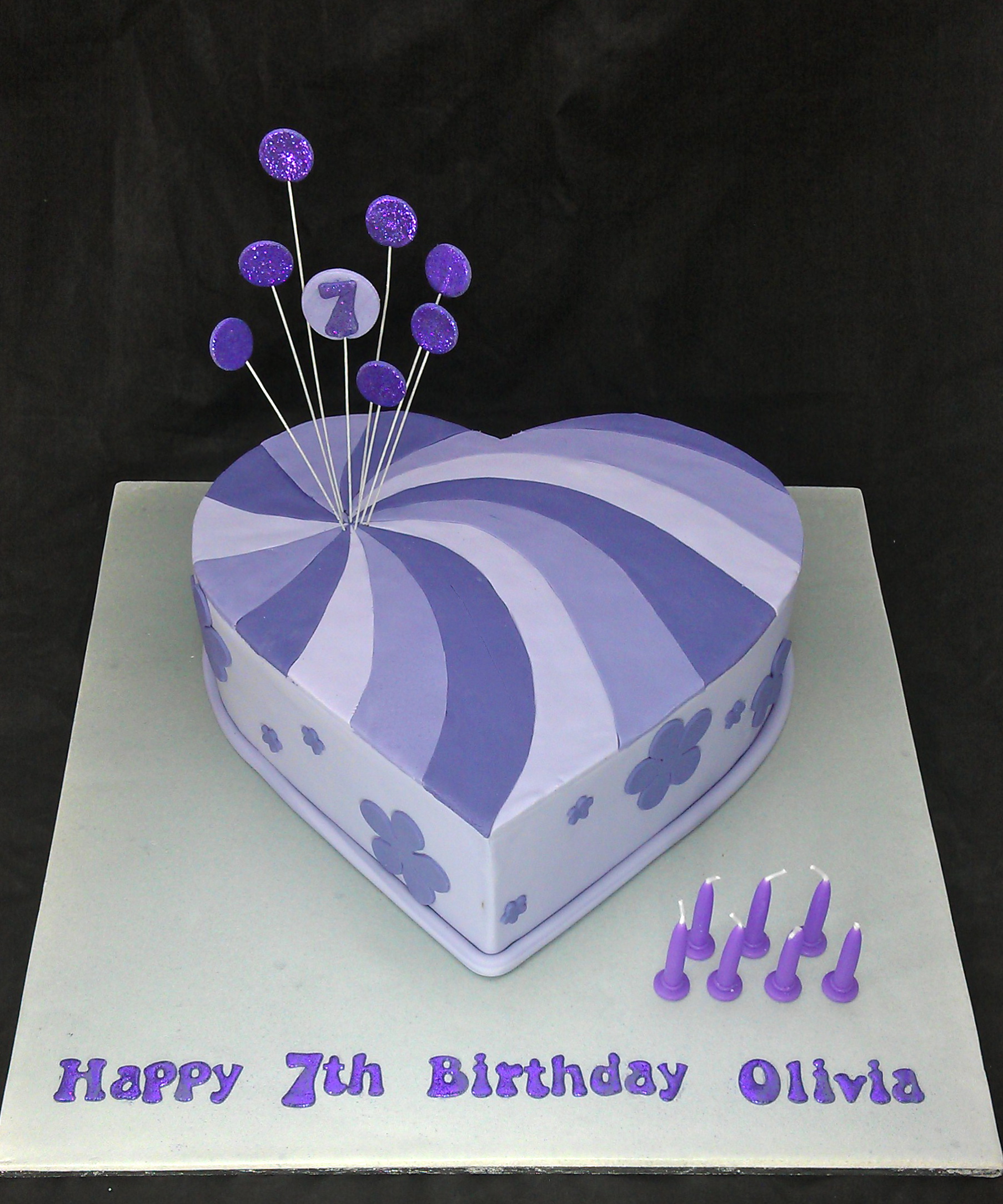 Purple Heart Shaped Birthday Cake