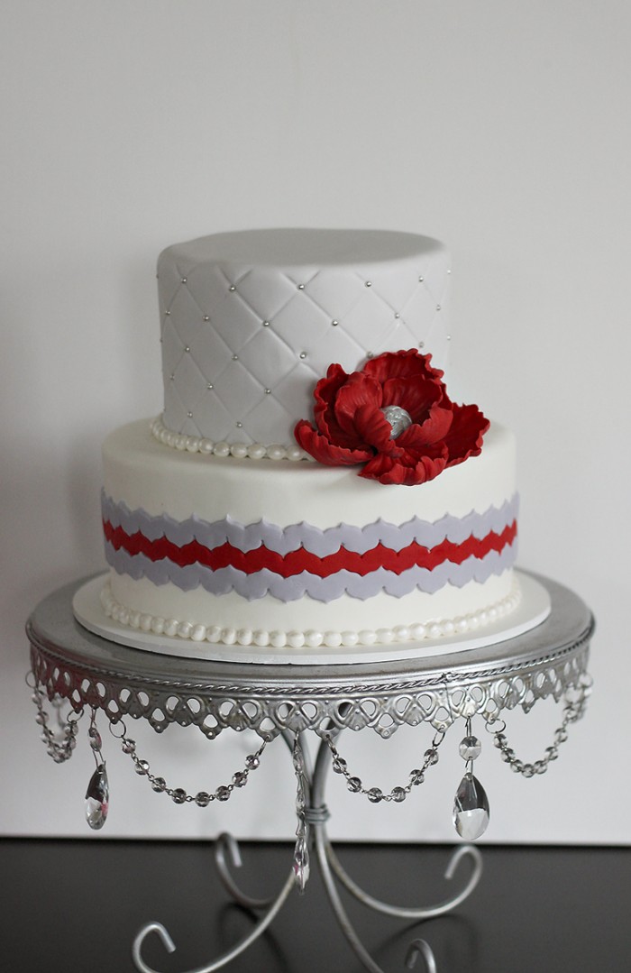 Red and Grey Wedding Cake