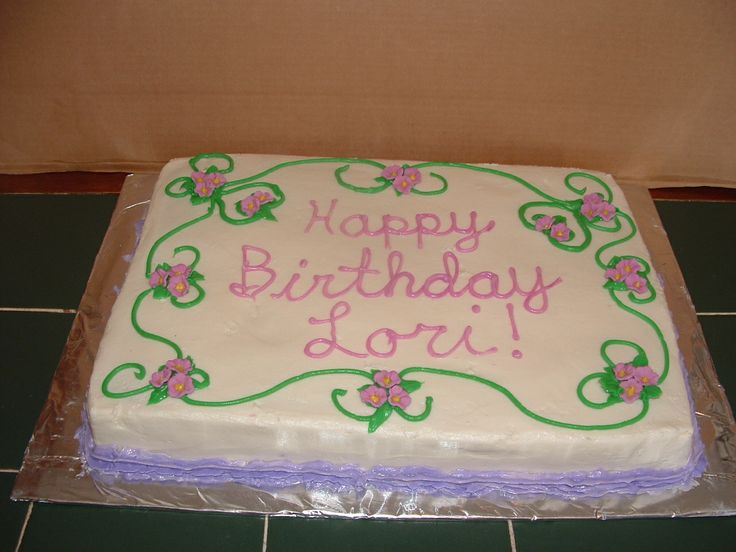 Sheet Cake with Purple Flowers