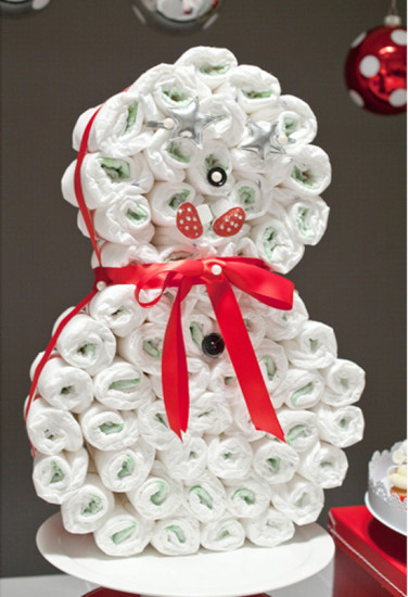 Snowman Diaper Cake for Baby Shower