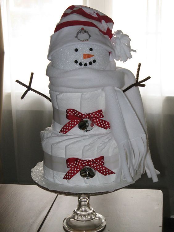 Snowman Diaper Cake for Baby Shower