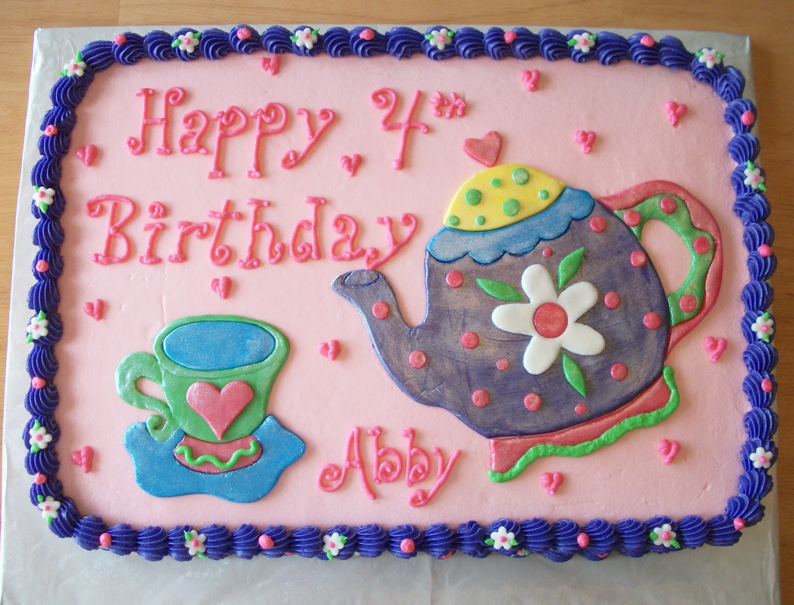 Tea Party Birthday Cakes Sheet Cake