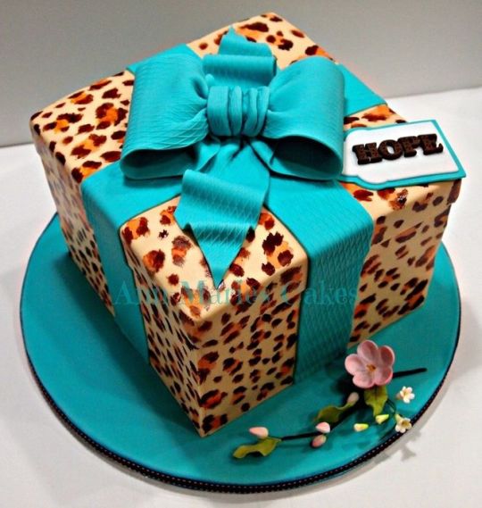 Turquoise Cheetah Print Cake