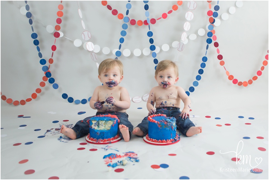 Twin Boys 1st Birthday Smash Cake