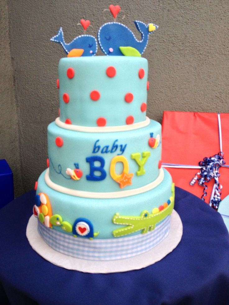 Whale Boy Baby Shower Cake