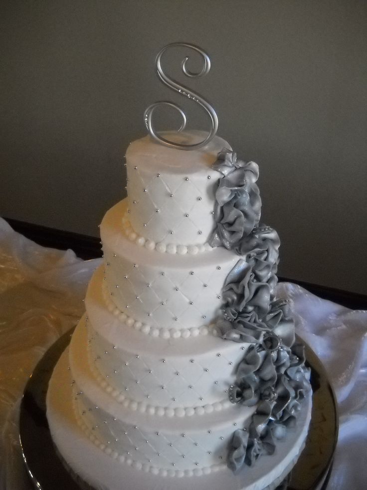 White and Silver Wedding Cake with Bling