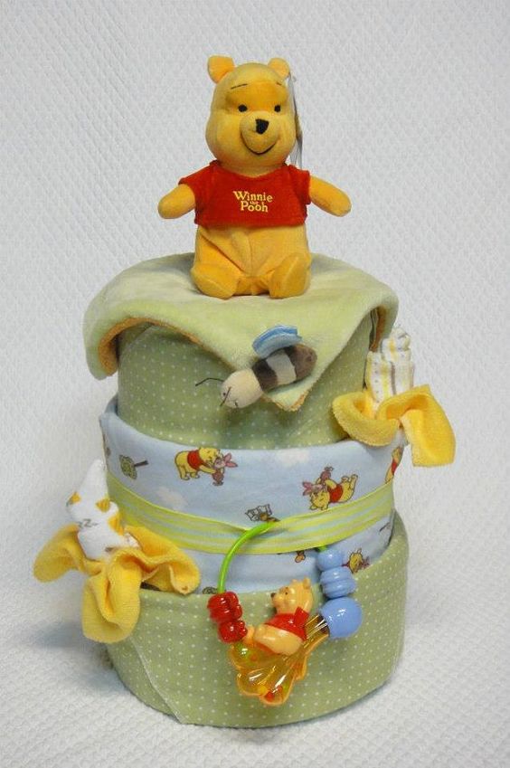 Winnie the Pooh Diaper Cake for Baby Showers