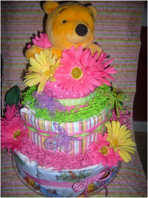 Winnie the Pooh Diaper Cake Girl