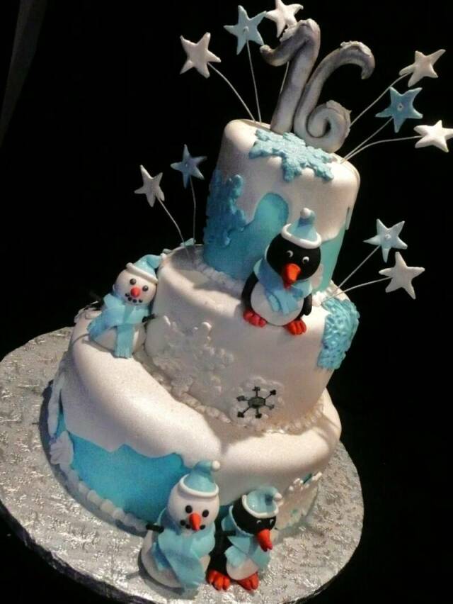 Winter Wonderland Sweet 16 Birthday Cake