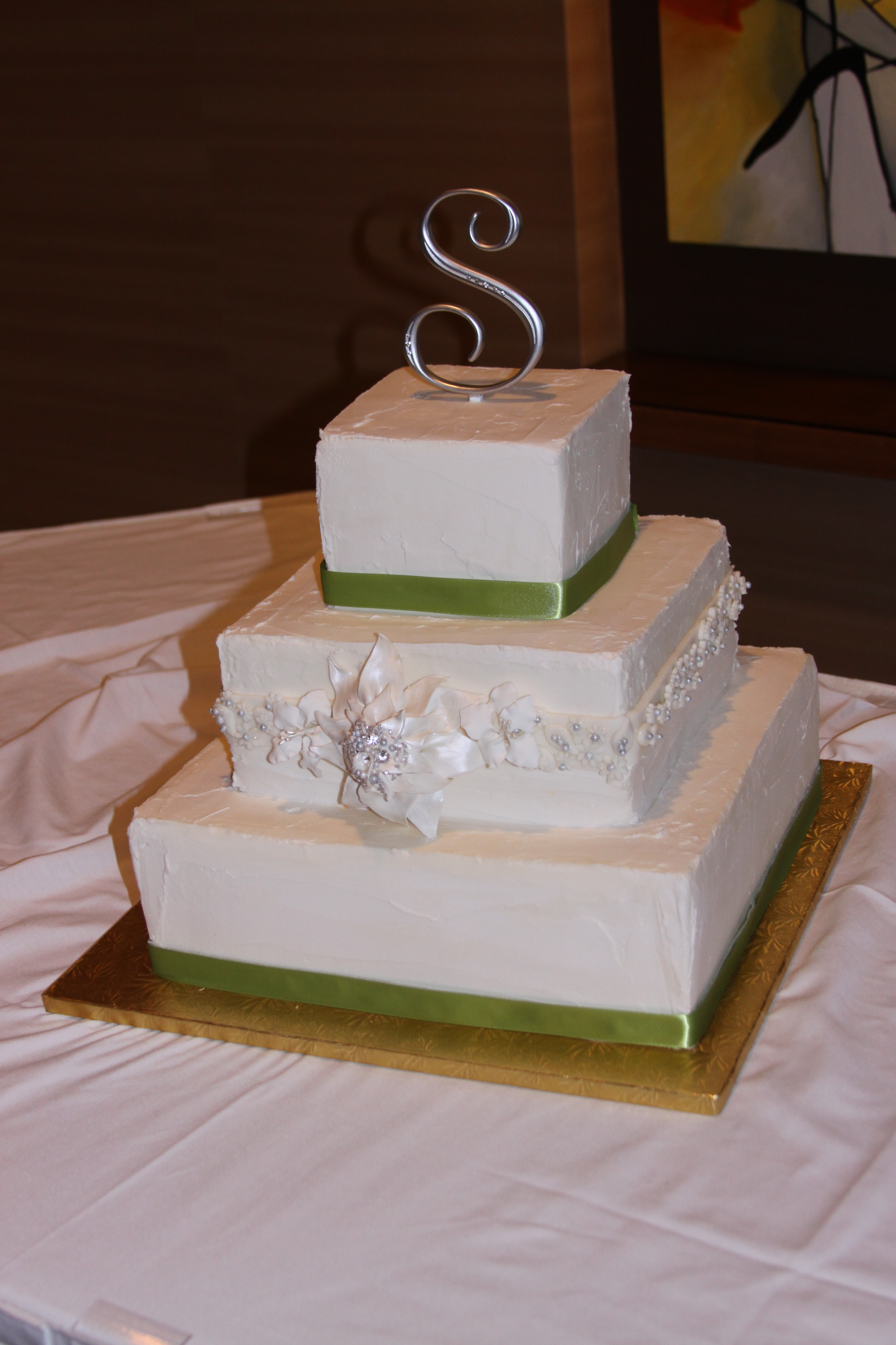 3 Tier Square Wedding Cakes with Buttercream Icing