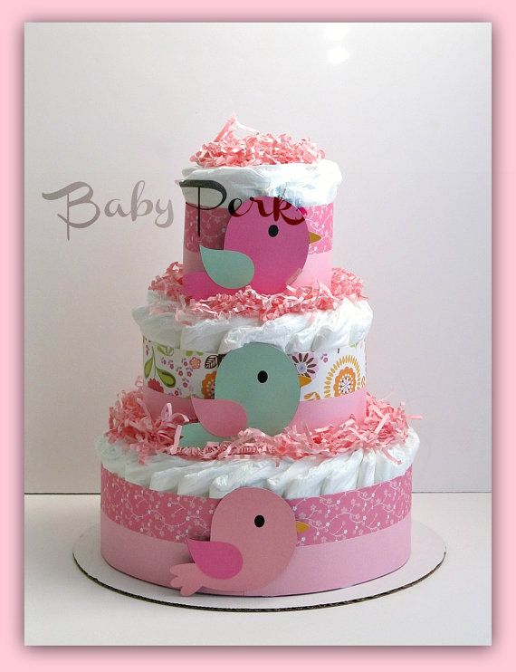 Baby Girl Diaper Cake Birds