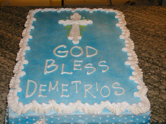 Baptism Sheet Cake with Cross