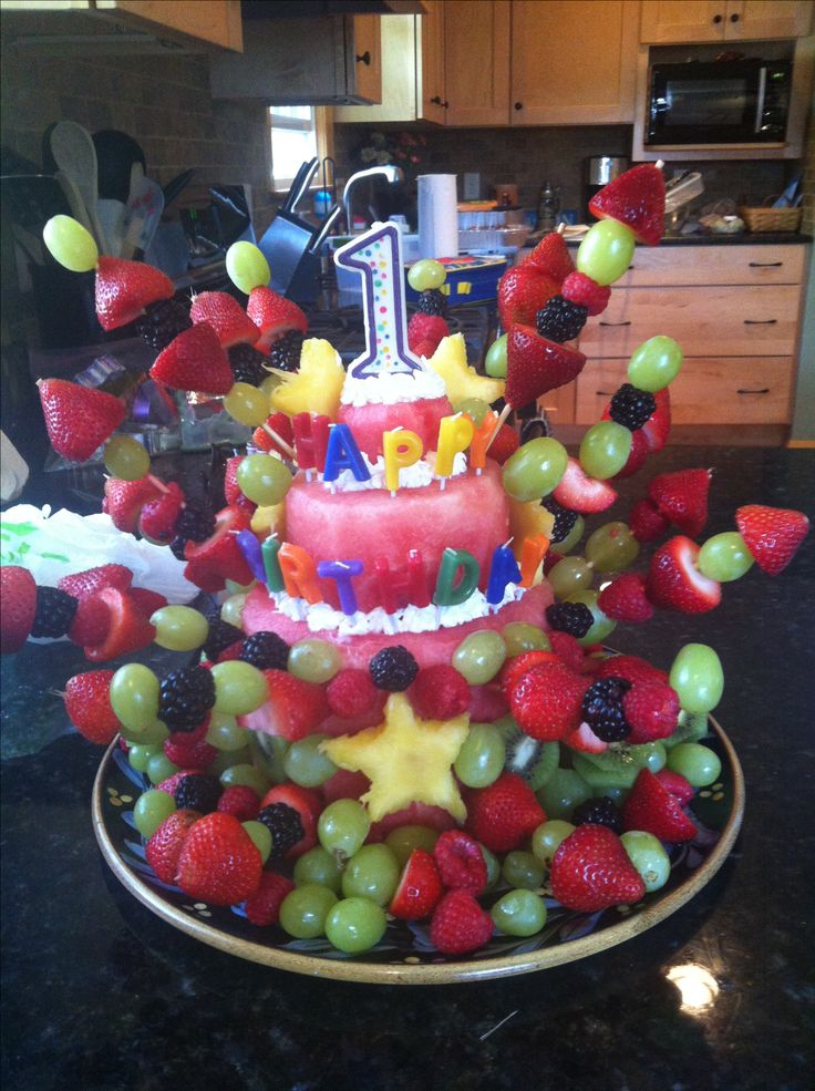 Birthday Cake Made with Fruit