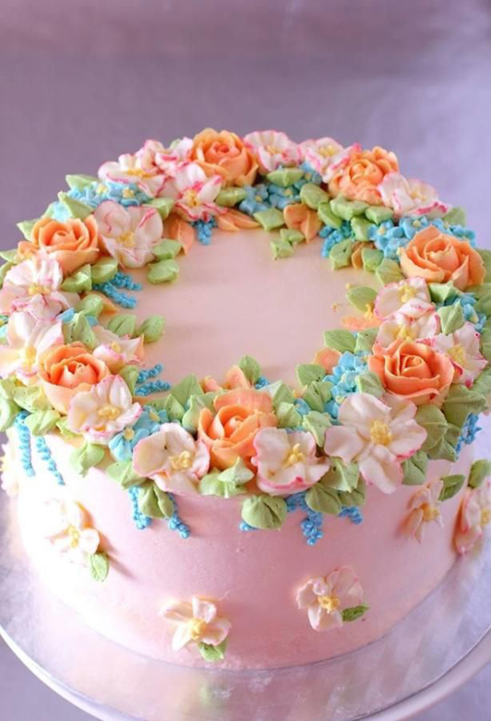 Birthday Cake with Buttercream Flowers