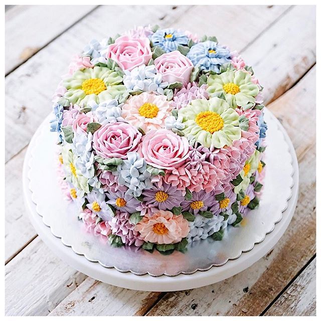 Birthday Cake with Flowers