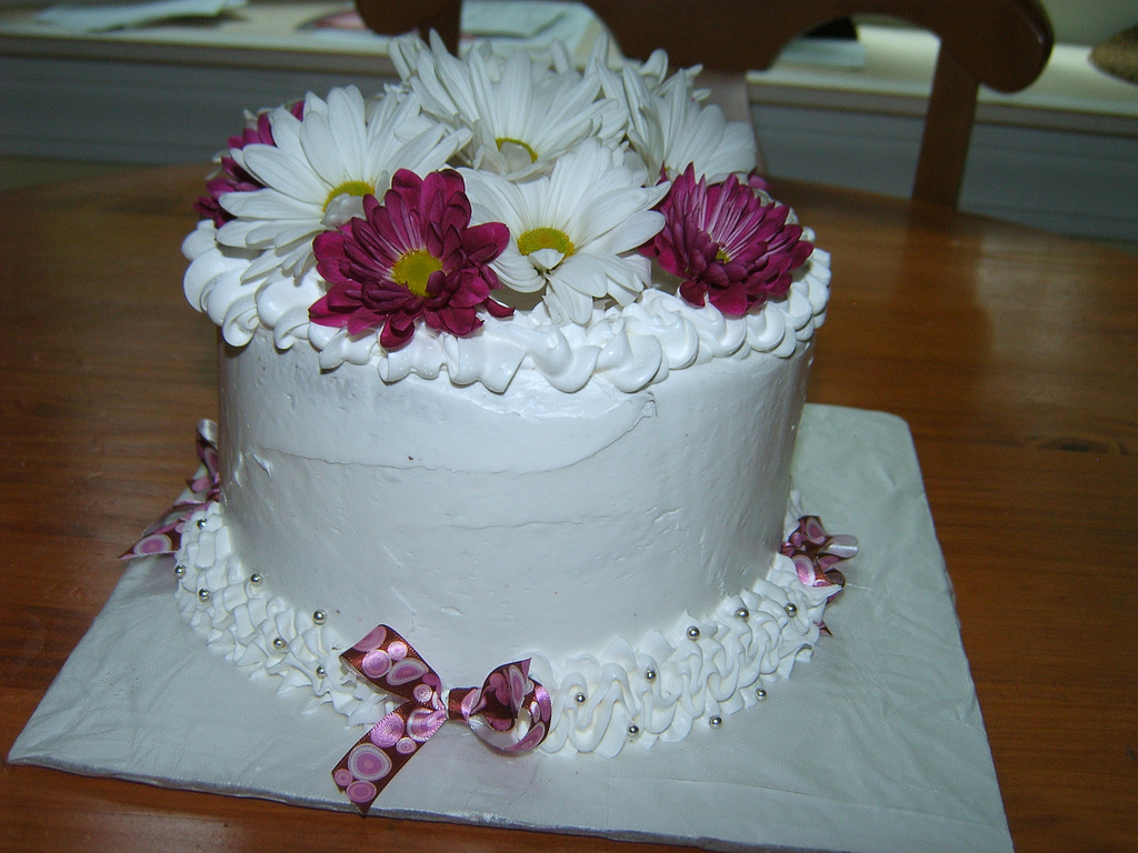 Birthday Cake with Fresh Flowers