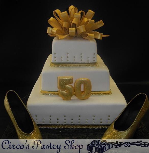 Black and Gold 50th Birthday Cake